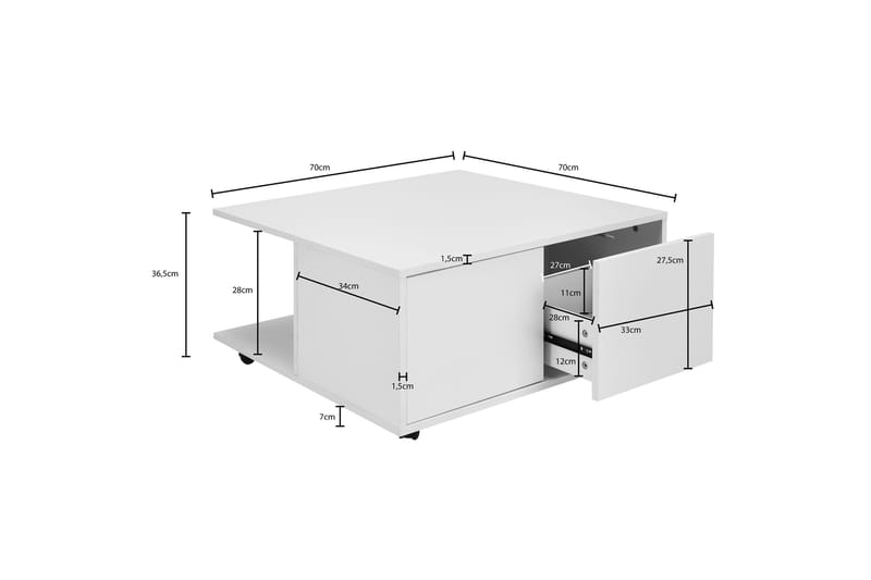 Delgadillo Sofabord 70 cm - Hvid - Møbler - Borde - Sofabord