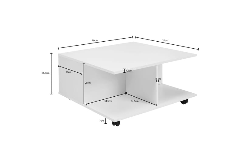 Delgadillo Sofabord 70 cm - Hvid - Møbler - Borde - Sofabord