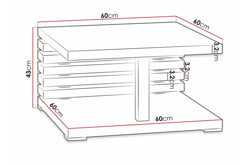 Denogal Sofabord 60 cm - Brun - Møbler - Borde - Sofabord