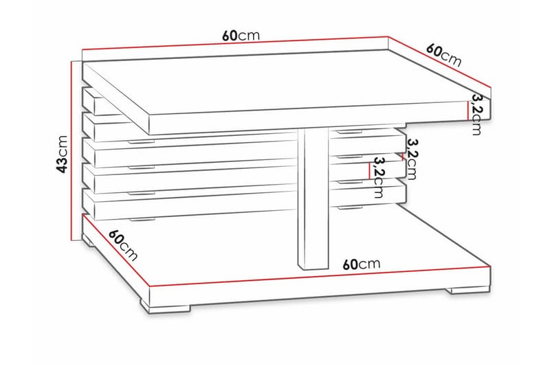 Denogal Sofabord 60 cm - Sort - Møbler - Borde - Sofabord