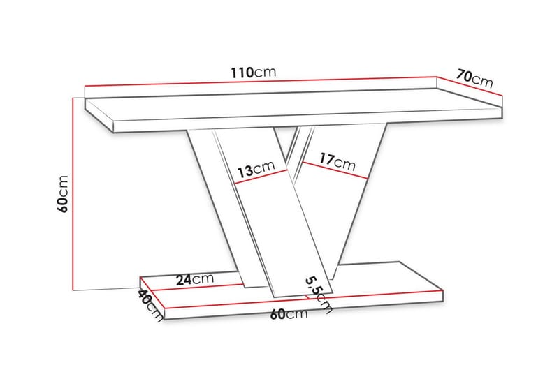 Denogal Sofabord 70 cm - Grå - Møbler - Borde - Sofabord