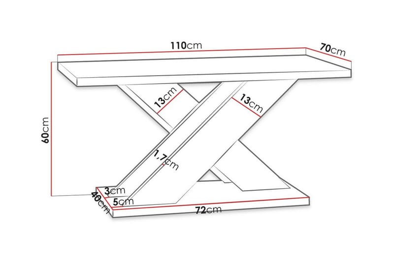 Denogal Sofabord 70 cm - Sort - Møbler - Borde - Sofabord