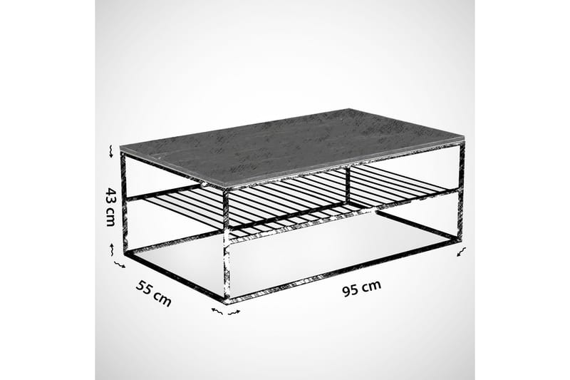 Falan Sofabord 95 cm med Hylde Ribber - Mørkebrun/Sort - Møbler - Borde - Sofabord