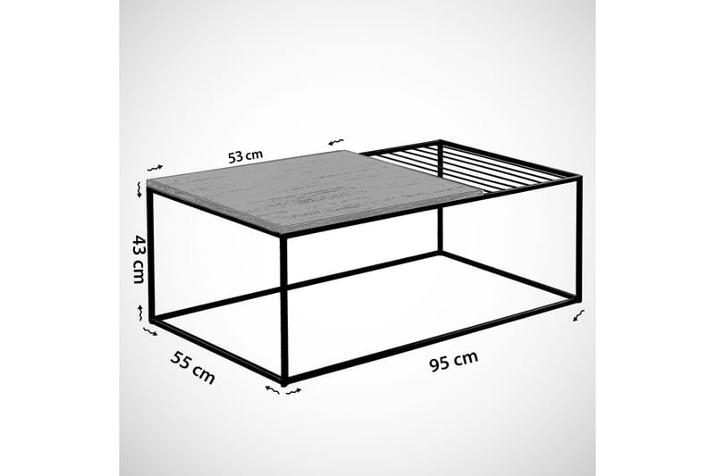 Falan Sofabord 95 cm Ribber - Hvid/Sort - Sofabord