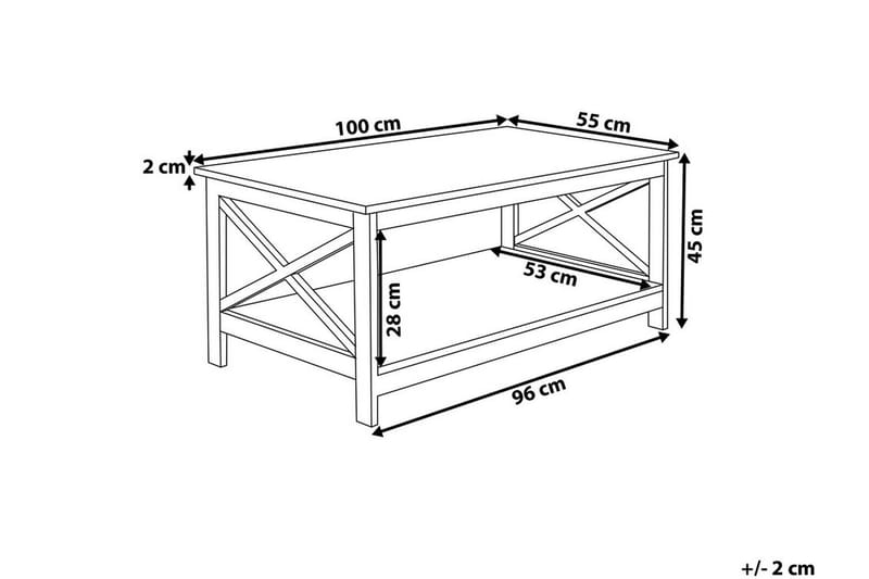 Fostia Sofabord 100 cm med Opbevaring Hylde - Hvid - Sofabord