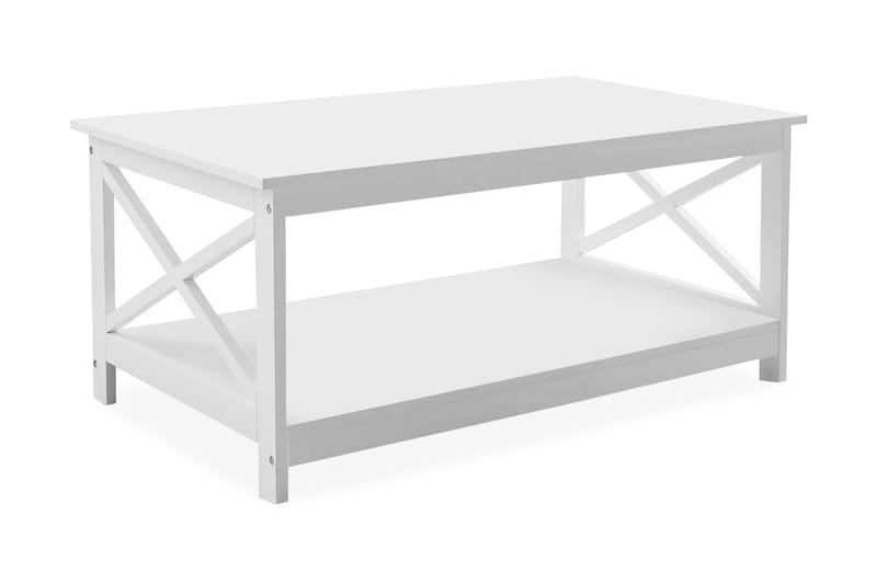 Fostia Sofabord 100 cm med Opbevaring Hylde - Hvid - Sofabord
