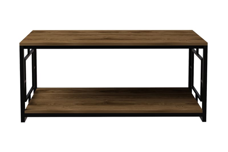 Hejde Sofabord 120 cm - Brun / sort - Sofabord - Semmenfoldeligt bord - Spejlbord - Sofabord med opbevaring - sofabord med hjul - Hæve sænke sofabord