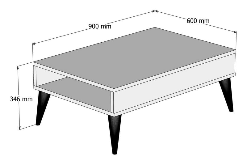 Hoptrup Sofabord 90 cm med Opbevaring Hylde - Egefarvet - Møbler - Borde - Sofabord