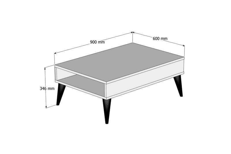 Hoptrup Sofabord 90 cm med Opbevaring Hylde - Valnøddebrun - Møbler - Borde - Sofabord