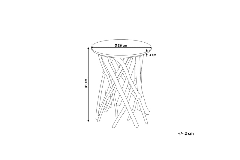 Houma Sofabord 36 cm Rundt med Grenar - Teak/Hvid - Møbler - Borde - Sofabord