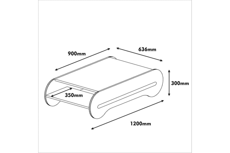 Hovdane Sofabord 120 cm med Opbevaring Hylde - Brun/Cremehvid - Møbler - Borde - Sofabord