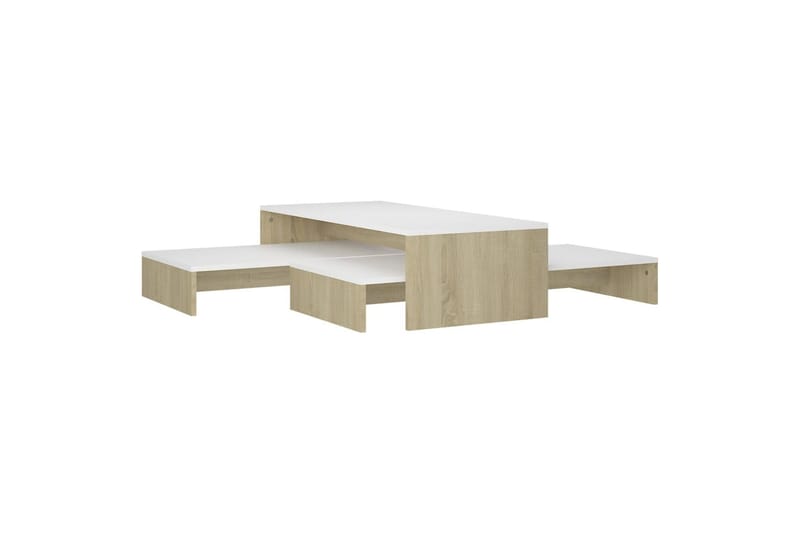 indskudt sofabordssæt 100x100x26,5 cm hvid og sonoma-eg - Beige - Møbler - Borde - Sofabord