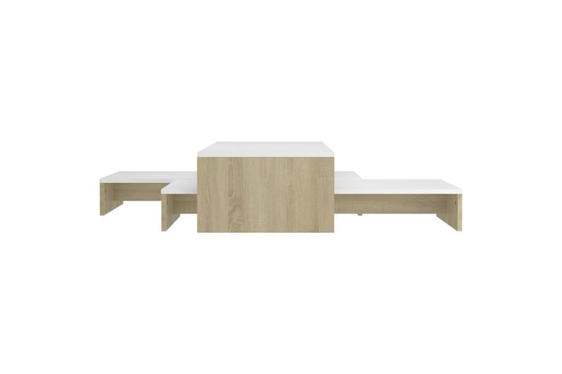 indskudt sofabordssæt 100x100x26,5 cm hvid og sonoma-eg - Beige - Møbler - Borde - Sofabord