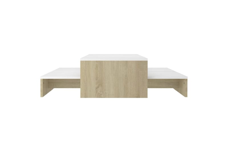 indskudt sofabordssæt 100x100x26,5 cm hvid og sonoma-eg - Beige - Møbler - Borde - Sofabord