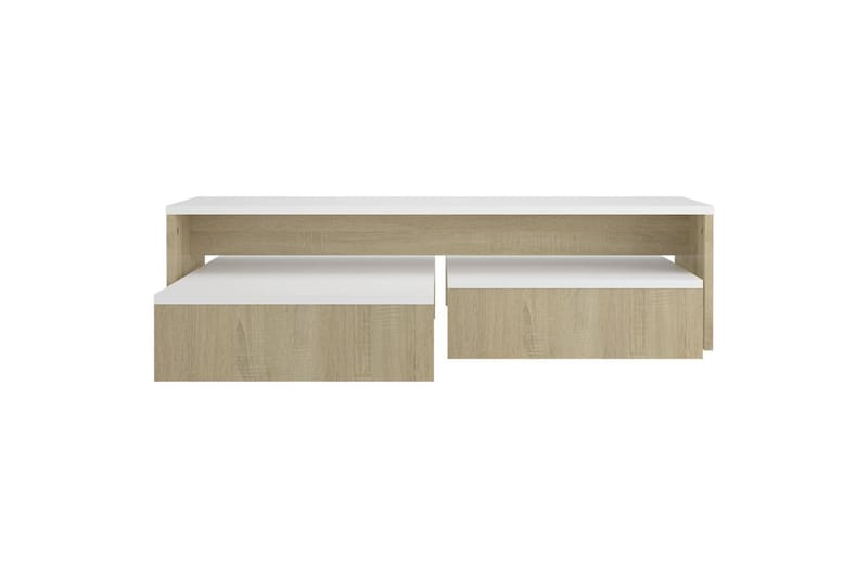 indskudt sofabordssæt 100x100x26,5 cm hvid og sonoma-eg - Beige - Møbler - Borde - Sofabord