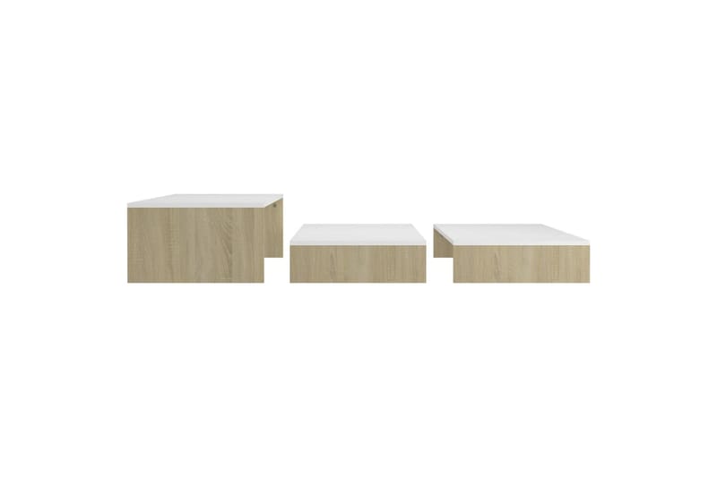 indskudt sofabordssæt 100x100x26,5 cm hvid og sonoma-eg - Beige - Møbler - Borde - Sofabord