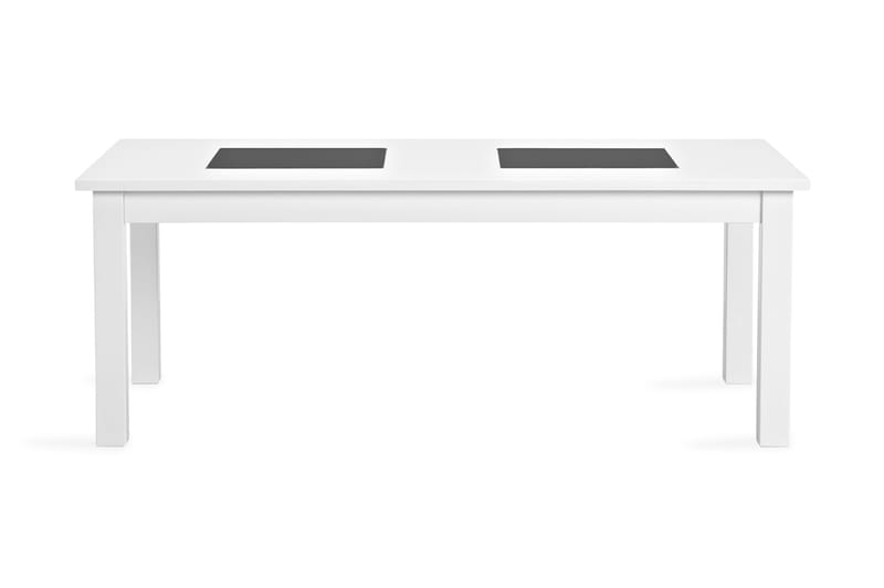 Jasmin Sofabord 120 cm - Hvid/Sort - Sofabord - Semmenfoldeligt bord - Spejlbord - Sofabord med opbevaring - sofabord med hjul - Hæve sænke sofabord