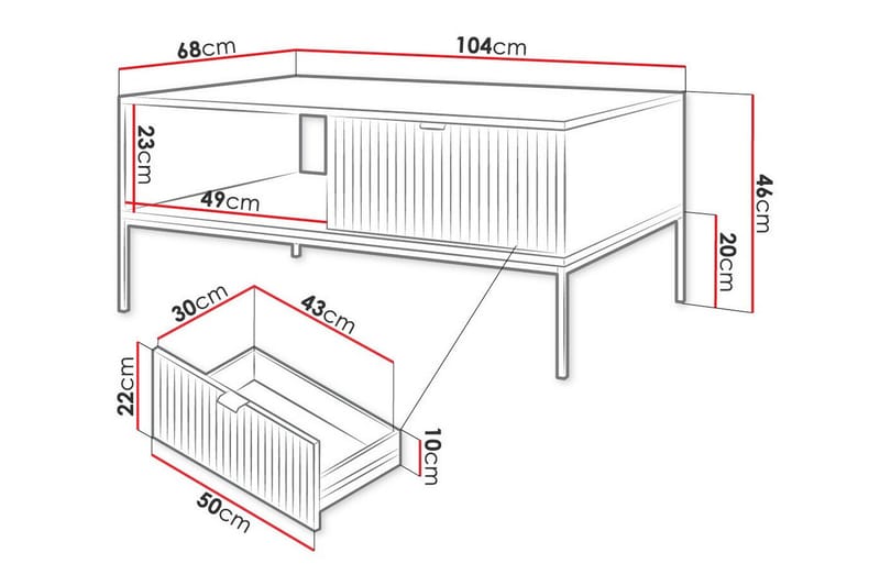 Klinkerville Sofabord 68 cm - Hvid - Møbler - Borde - Sofabord