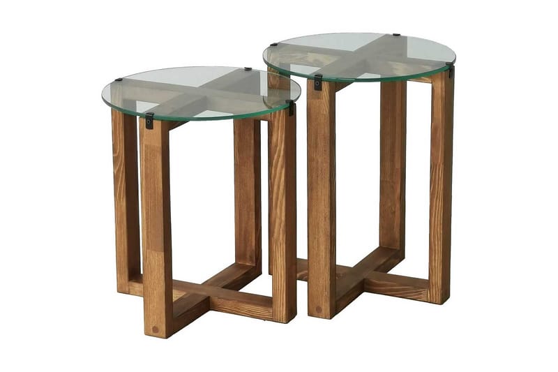Liepene Indskudsbord 50x40x50 cm Rundt - Brun - Sofabord - Semmenfoldeligt bord - Indskudsborde
