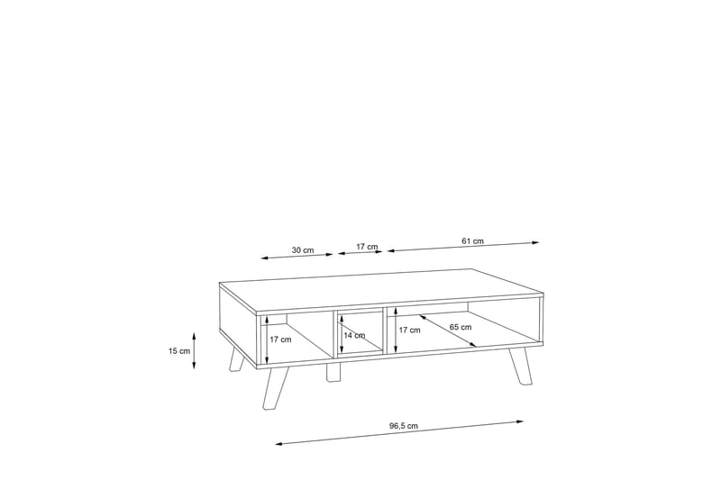 Lipovac Sofabord 110 cm med Opbevaring Hylde - Brun/Sort - Møbler - Borde - Sofabord