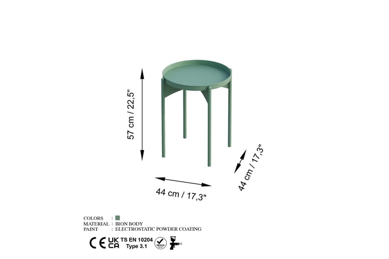 Mamta Sofabord 44 cm - Grøn - Møbler - Borde - Sofabord