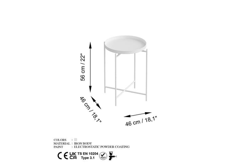 Mamta Sofabord 46 cm - Hvid - Møbler - Borde - Sofabord