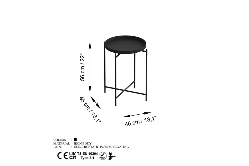 Mamta Sofabord 46 cm - Sort - Møbler - Borde - Sofabord