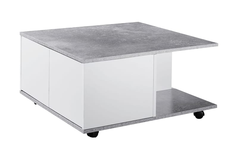 Marchall sofabord 70 cm - Hvid - Semmenfoldeligt bord - Spejlbord - Sofabord - Sofabord med opbevaring - sofabord med hjul - Hæve sænke sofabord