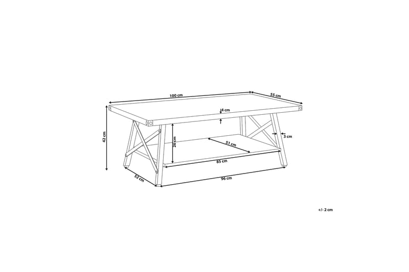 Marlea Sofabord 100 cm med Opbevaring Hylde - Træ/Natur - Møbler - Borde - Sofabord