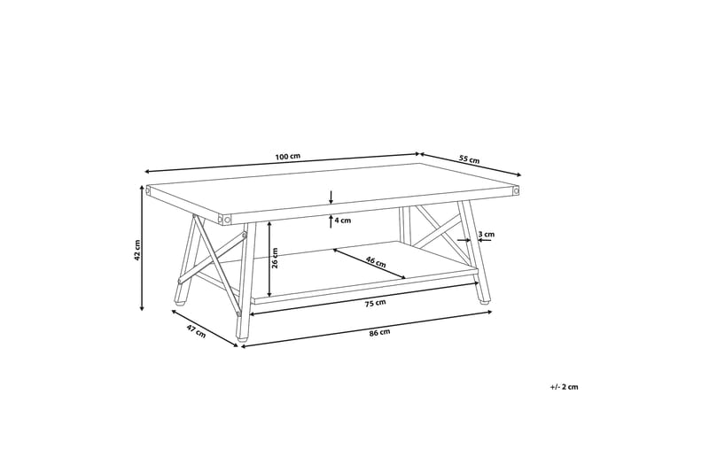 Marlea sofabord 100x55 cm - Grå - Møbler - Borde - Sofabord