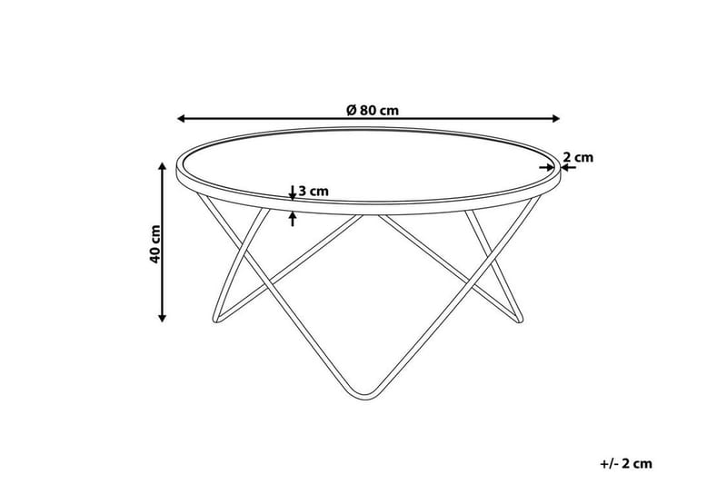 Meerah Sofabord 80 cm Rundt - Glas/Hvid/Guld - Møbler - Borde - Sofabord