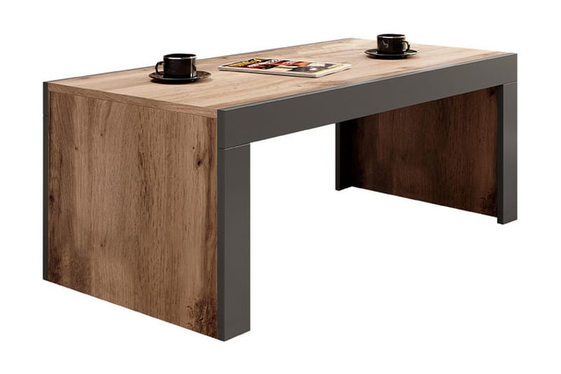 Milias Sofabord 120 cm - Natur/Antracit - Sofabord - Semmenfoldeligt bord - Sofabord med opbevaring - sofabord med hjul - Hæve sænke sofabord