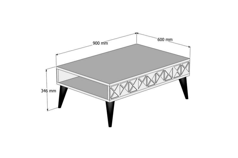 Muennink Sofabord 90 cm med Opbevaring Hylde - Cremehvid/Brun - Møbler - Borde - Sofabord