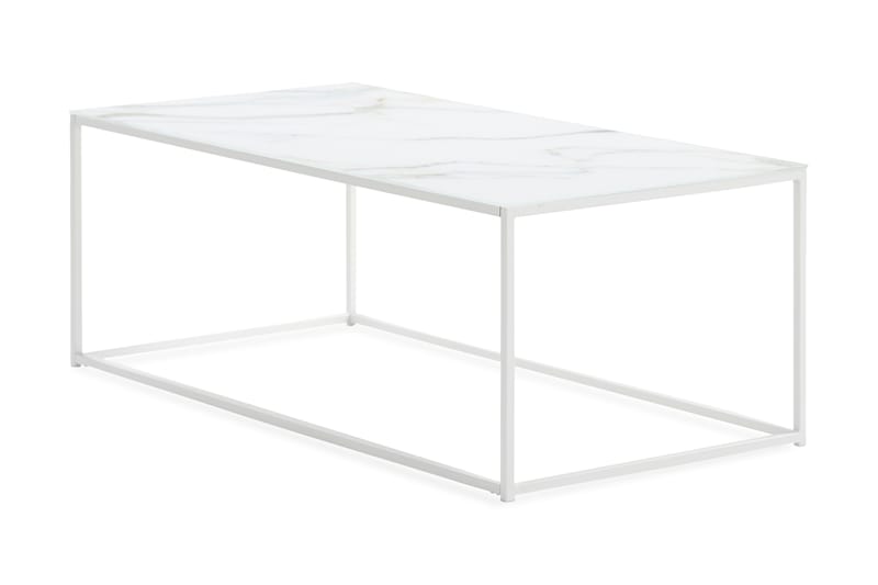 Nelly Sofabord 120 cm Marmormønster - Glas/Hvid - Møbler - Borde - Sofabord