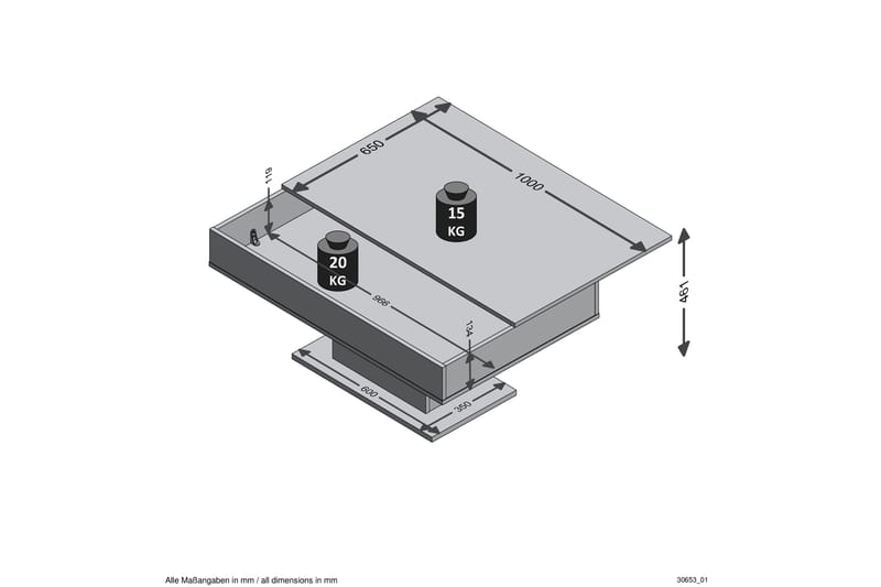 Pacak Sofabord 100 cm - Betongrå/Hvid - Møbler - Borde - Sofabord