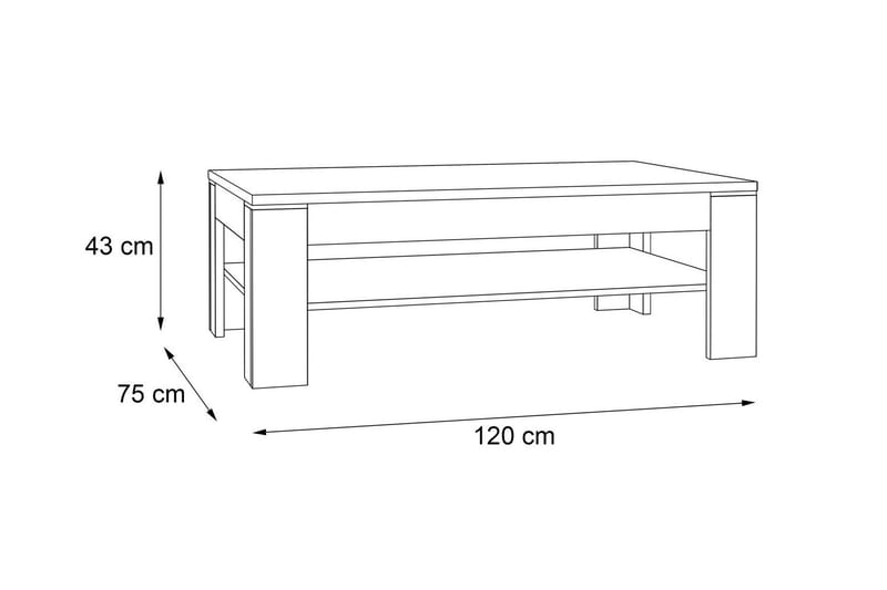 Perkhill Sofabord 120 cm med Opbevaring Hylde - Brun/Natur - Møbler - Borde - Sofabord