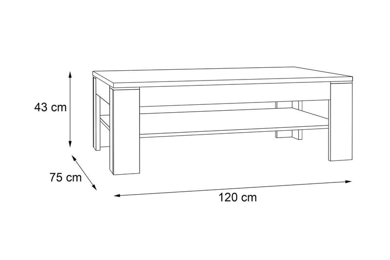 Perkhill Sofabord 120 cm med Opbevaring Hylde - Natur - Møbler - Borde - Sofabord