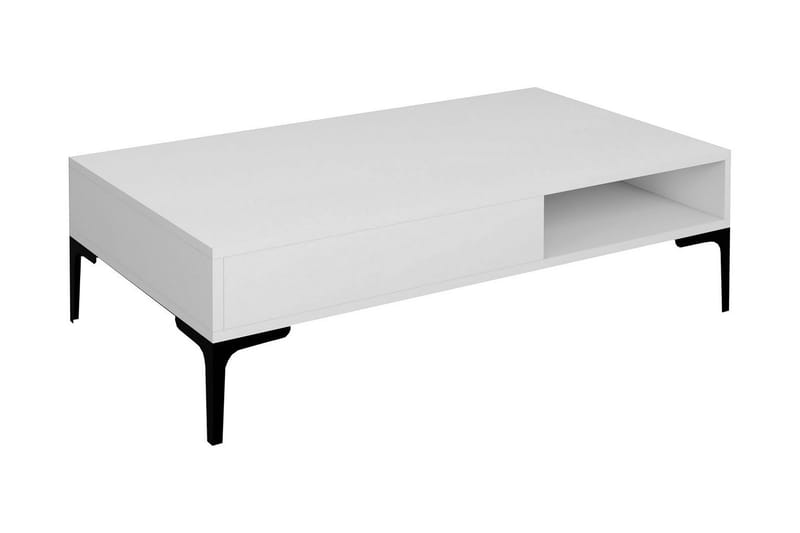 Poko Sofabord 105x32,6x105 cm - Hvid - Sofabord - Semmenfoldeligt bord - Spejlbord - Sofabord med opbevaring - sofabord med hjul - Hæve sænke sofabord