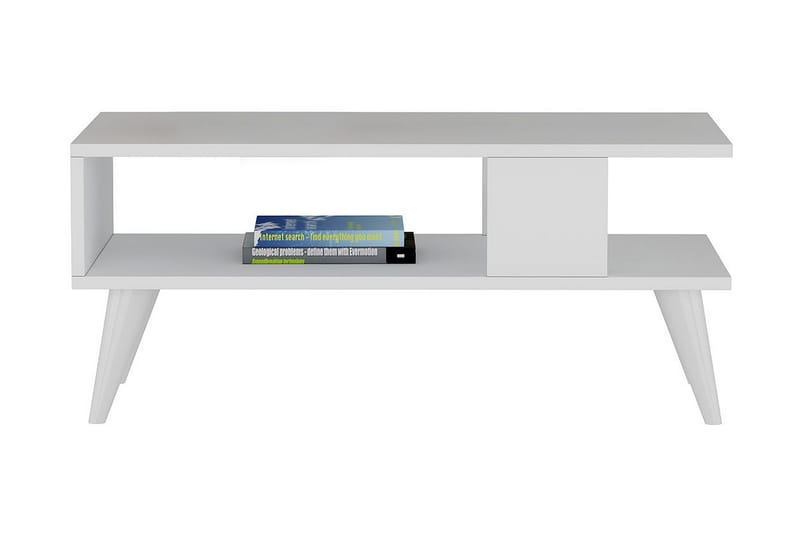 Puijas Sofabord 90x40x90 cm - Hvid - Sofabord - Semmenfoldeligt bord - Spejlbord - Sofabord med opbevaring - sofabord med hjul - Hæve sænke sofabord