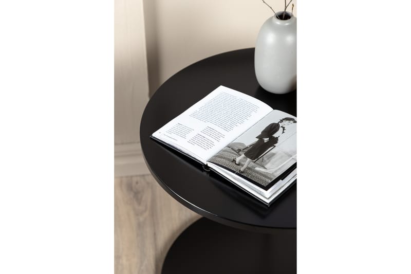 Rajadell Sofabord 50 cm Rund - Sort - Sofabord - Semmenfoldeligt bord - Spejlbord - Sofabord med opbevaring - sofabord med hjul - Hæve sænke sofabord