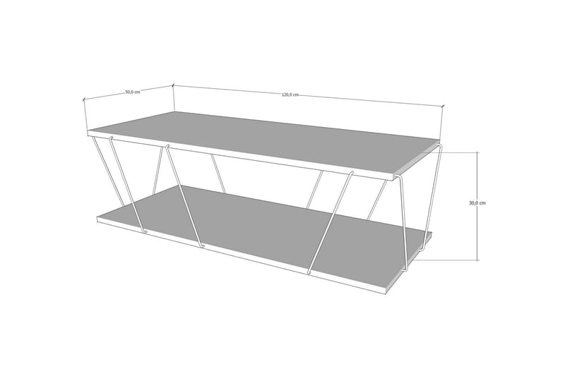 Sarnate Sofabord 120 cm med Opbevaringshylde - Natur/Sort - Sofabord