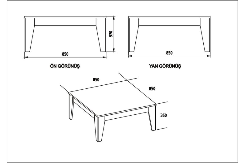 Sincerely Sofabord 85 cm Marmormønster - Sort/Valnøddebrun - Sofabord