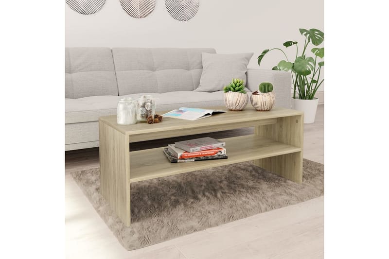 sofabord 100 x 40 x 40 cm spånplade sonoma-egetræsfarve - Møbler - Borde - Sofabord