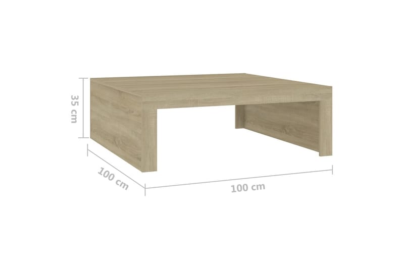 sofabord 100x100x35 cm spånplade sonoma-eg - Brun - Sofabord