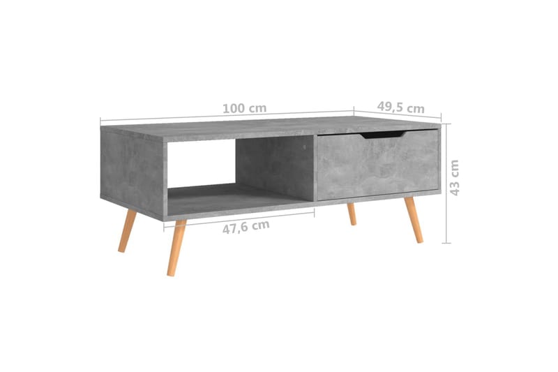 sofabord 100x49,5x43 cm spånplade betongrå - Grå - Møbler - Borde - Sofabord