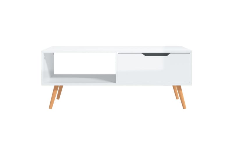 sofabord 100x49,5x43 cm spånplade hvid højglans - Hvid - Sofabord