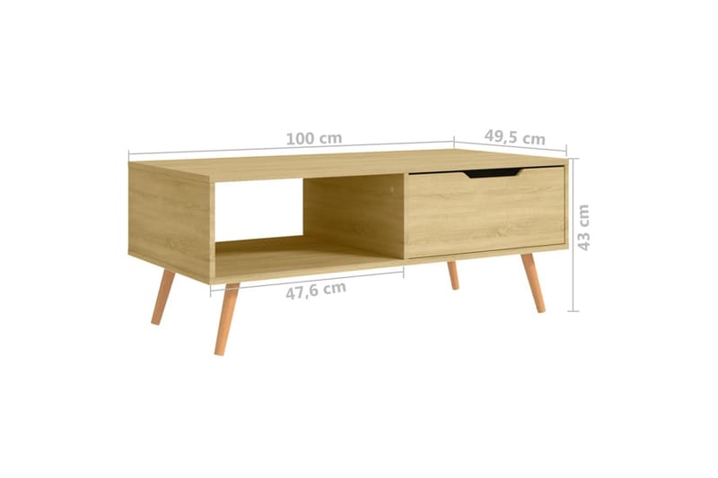 sofabord 100x49,5x43 cm spånplade sonoma-eg - Brun - Møbler - Borde - Sofabord