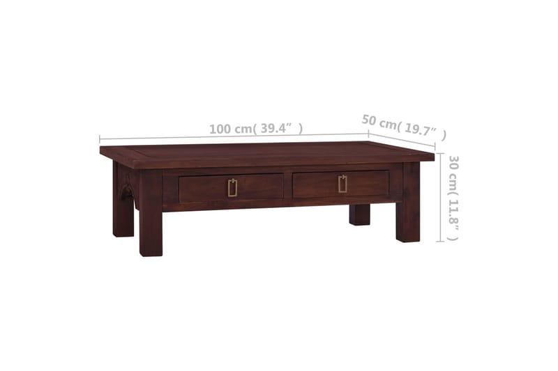 Sofabord 100x50x30 cm massivt mahognitræ klassisk brun - Brun - Møbler - Borde - Sofabord