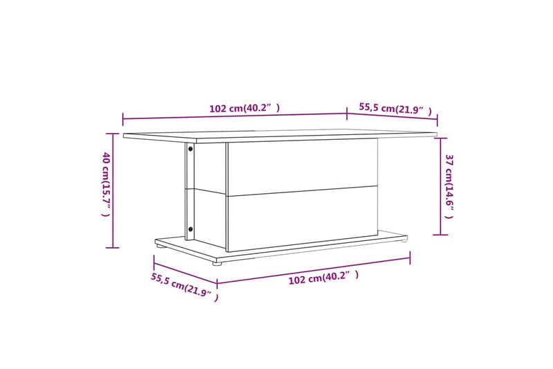 sofabord 102x55,5x40 cm spånplade betongrå - Grå - Møbler - Borde - Sofabord