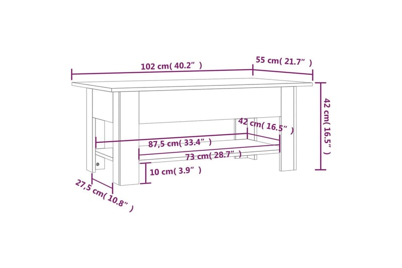 sofabord 102x55x42 cm spånplade betongrå - Grå - Møbler - Borde - Sofabord